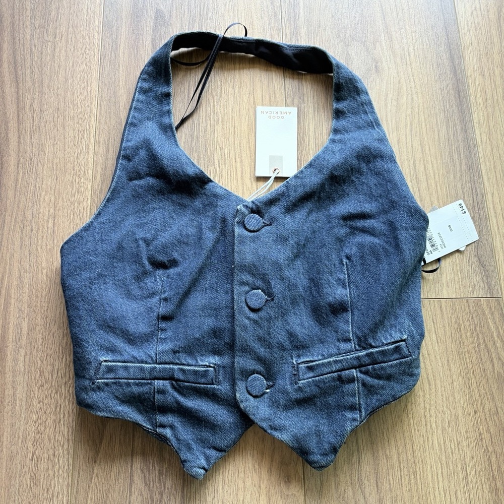 Good American Denim Halter Vest  Size XS NWT Buckle Retail $149